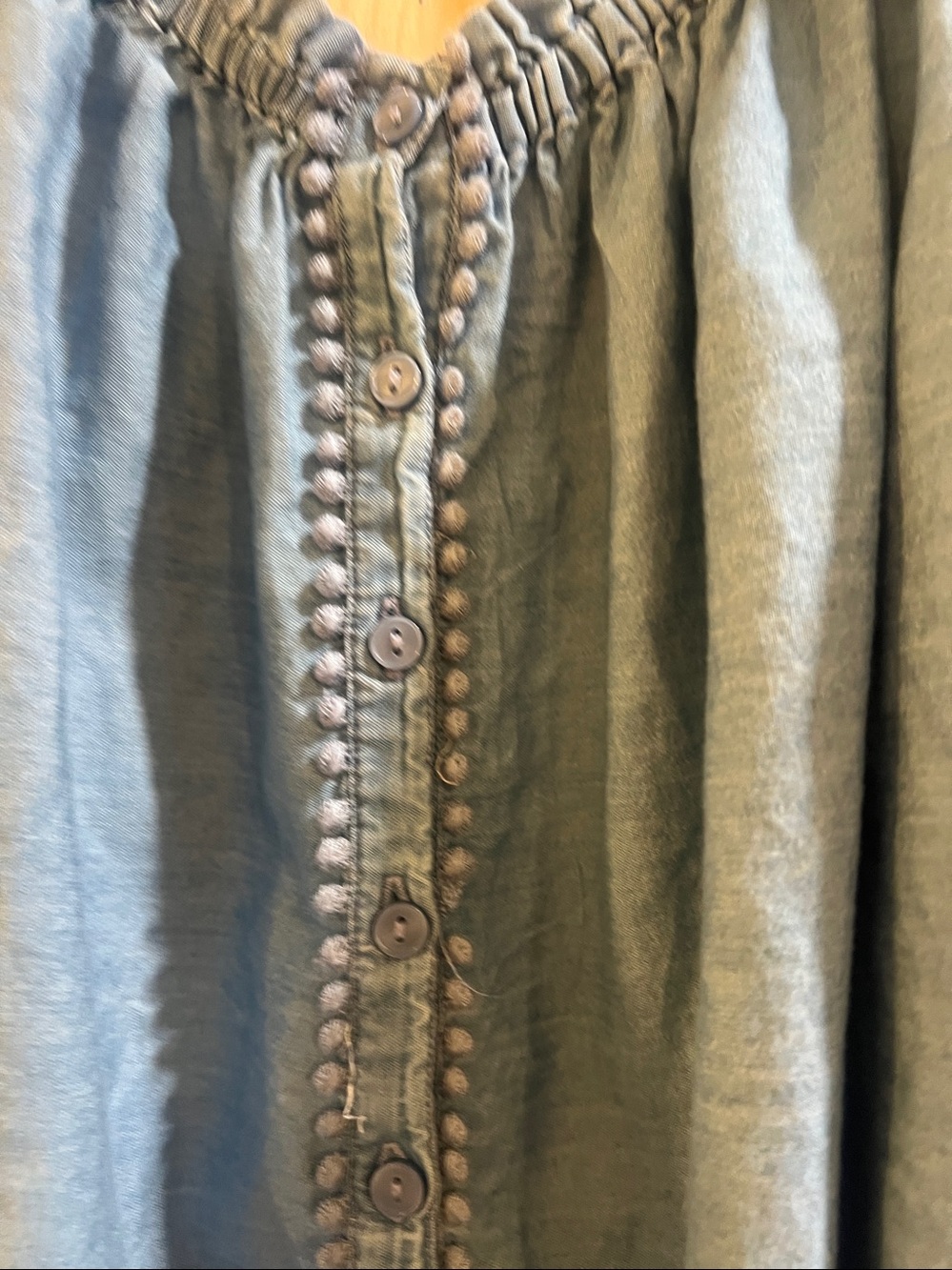 Jessica SimpsonLight Blue Eyelet Ruffle-Shoulder Button Front size 3x - Picture 3 of 8
